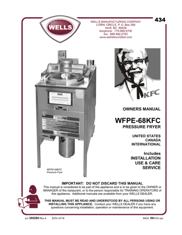 Wells WFPE-68KFC Specifications | Manualzz Wells WFPE-68KFC Specifications | Manualzz