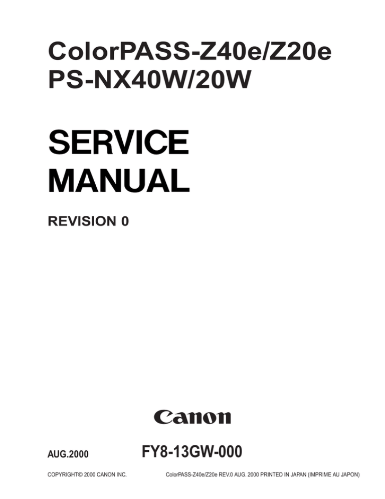 Canon ColorPASS-Z40e Technical information Canon ColorPASS-Z40e Technical information