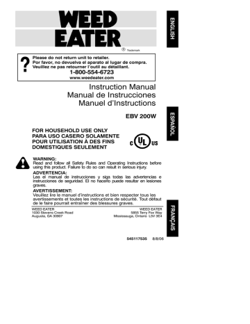 Weed Eater 545117535 Instruction manual | Manualzz