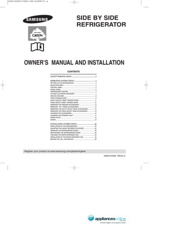 Owner's manual | Samsung DA99-01225E Owner`s manual | Manualzz