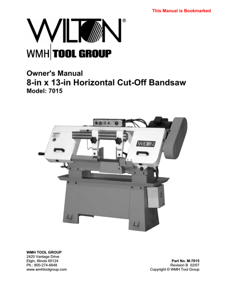 Wilton 7015 Owner`s manual Wilton 7015 Owner`s manual