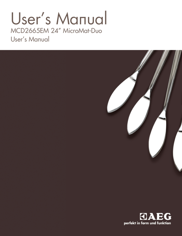 AEG Micromat-DUO 21TG d/w User`s manual AEG Micromat-DUO 21TG d/w User`s manual
