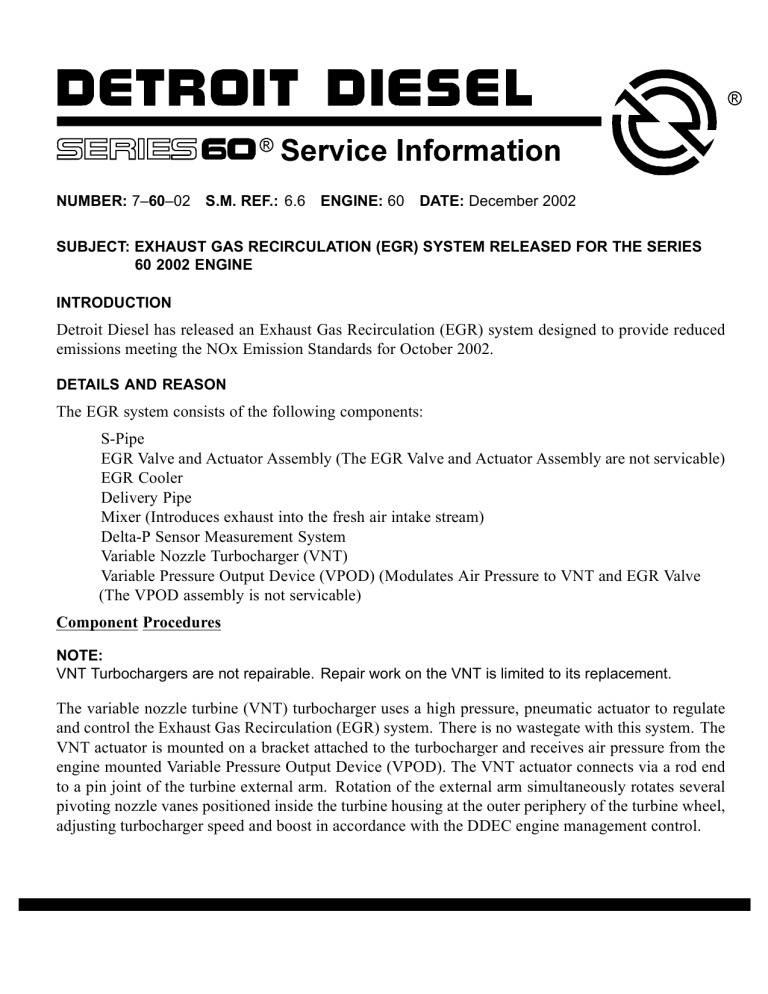 Detroit Diesel 60 EGR Series User manual Detroit Diesel 60 EGR Series User manual