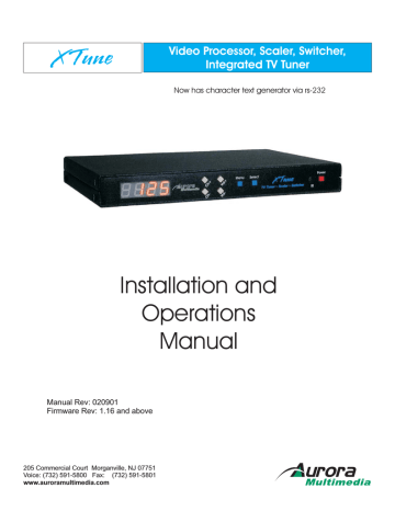 Aurora Multimedia VR-1FF Operations Manual | Manualzz