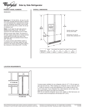 Whirlpool W10167096A User manual Whirlpool W10167096A User manual