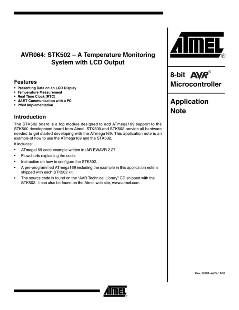 Atmel STK502 Specifications Atmel STK502 Specifications