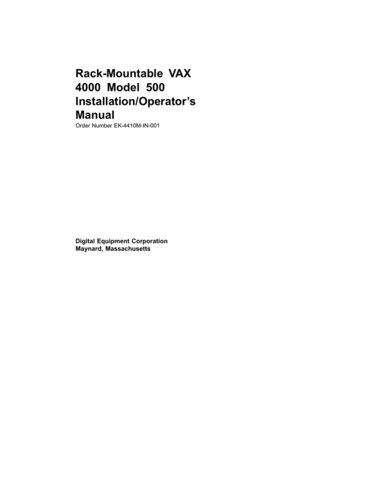 Vax V-118 Operator`s manual Vax V-118 Operator`s manual