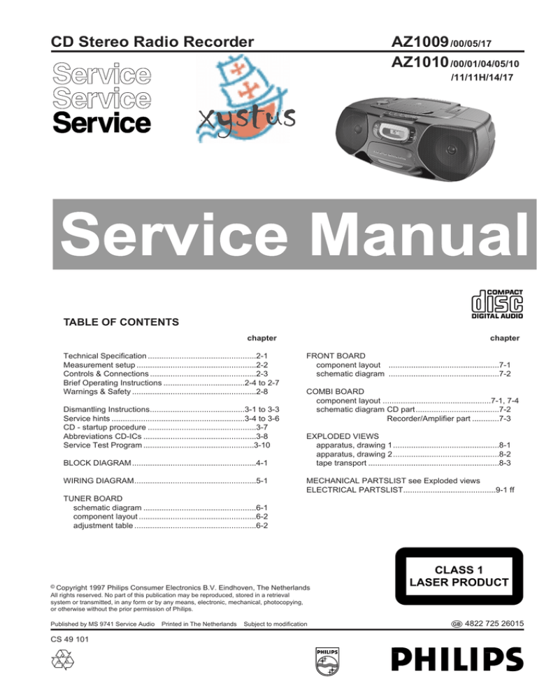 Philips AZ1010 Service manual Philips AZ1010 Service manual