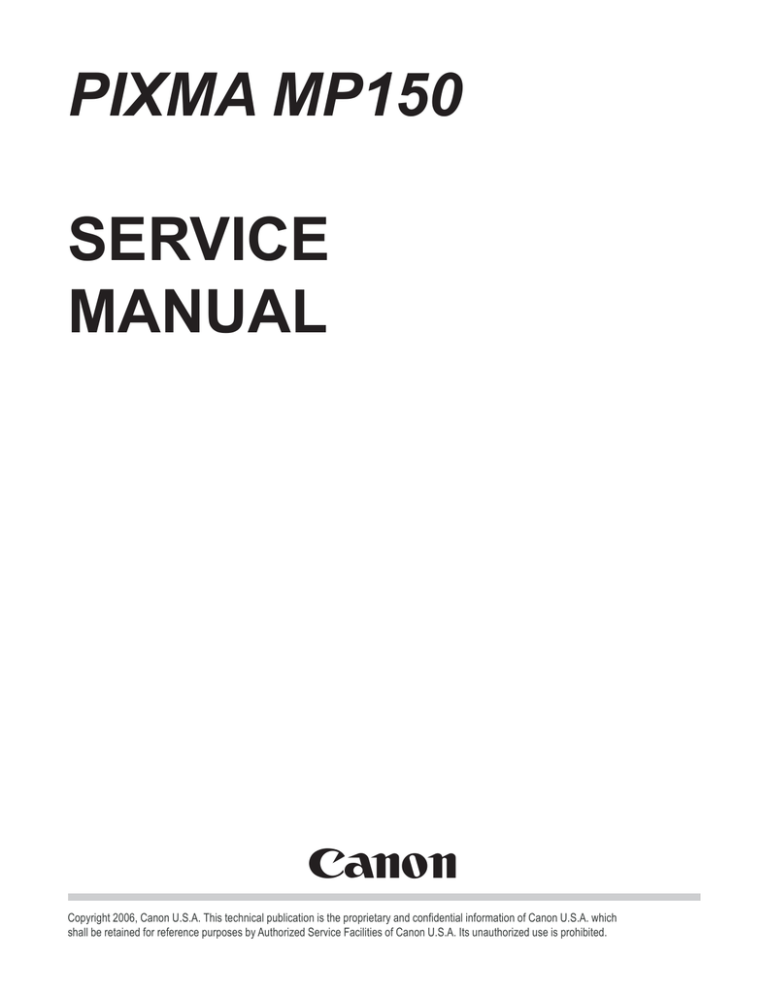 Canon PIXMA MP150 Service manual Canon PIXMA MP150 Service manual