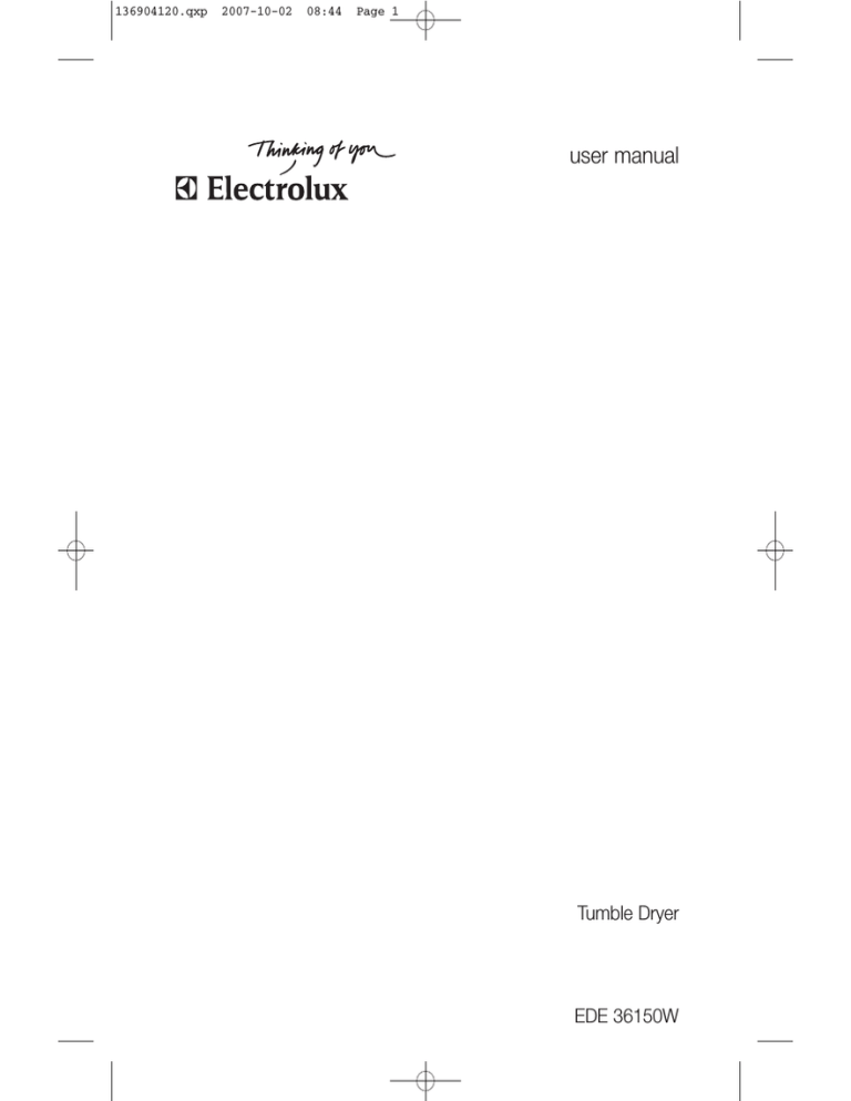 Electrolux EDE 36150W User manual Electrolux EDE 36150W User manual