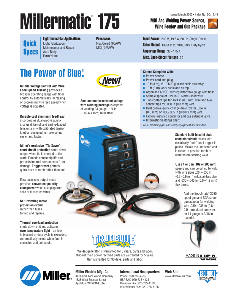 Miller Electric SGA 100 User manual Miller Electric SGA 100 User manual