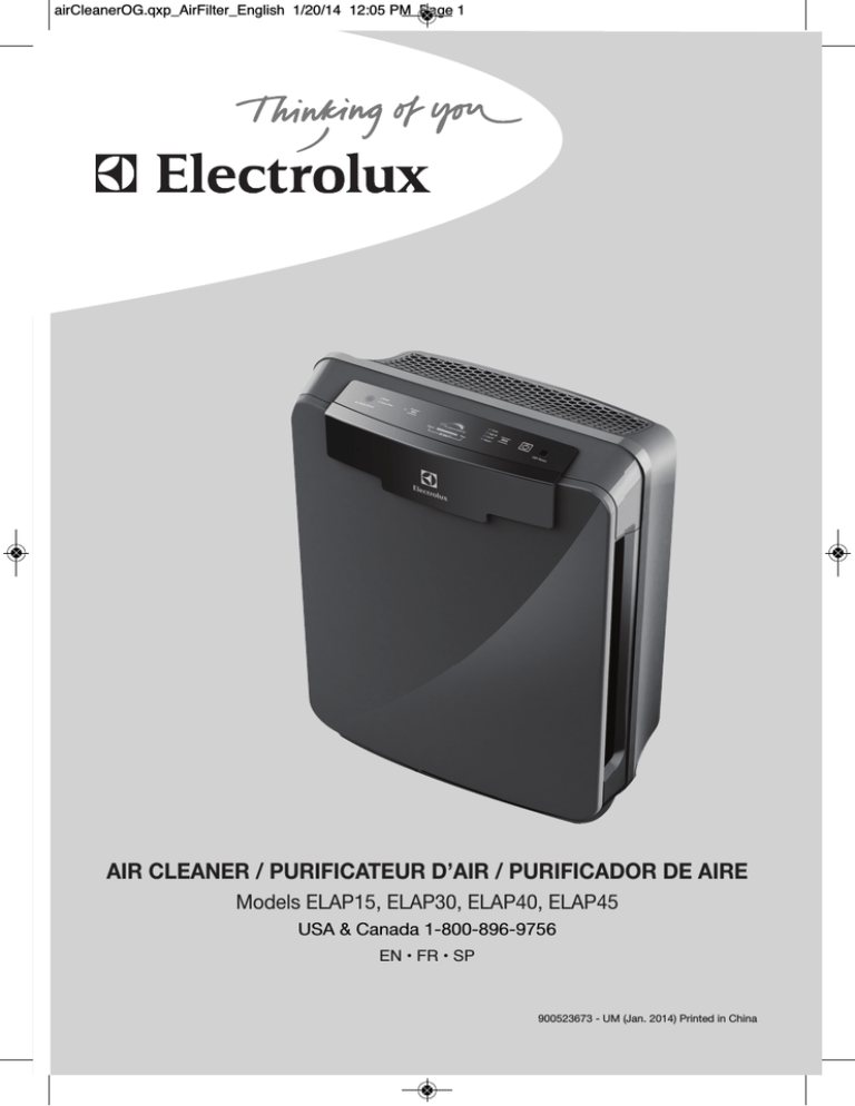 Electrolux ELAP45 User`s manual Electrolux ELAP45 User`s manual