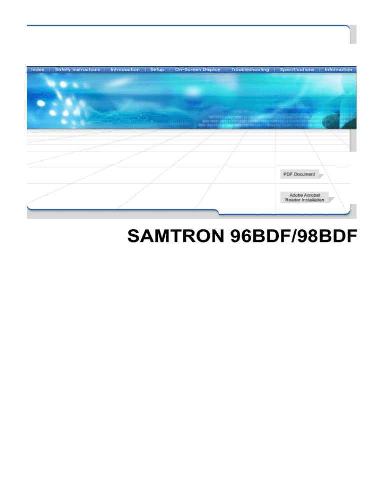 Samsung Samtron 96BDF Specifications Samsung Samtron 96BDF Specifications
