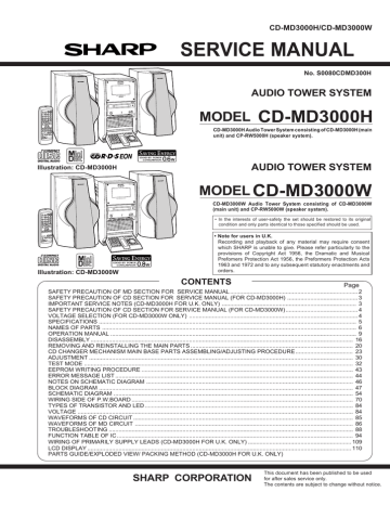 Sharp CD-MD3000W Service manual Sharp CD-MD3000W Service manual