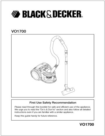 Black & Decker VO1700 Vacuum cleaner Instruction manual | Manualzz