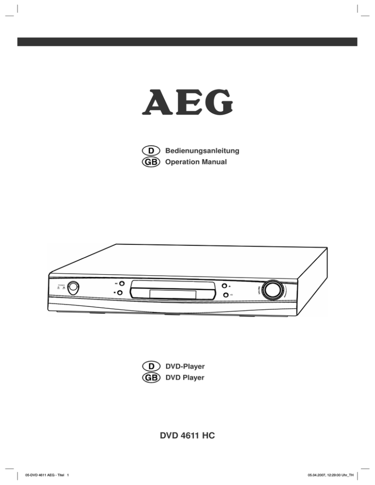 AEG DVD 4611 HC Technical data AEG DVD 4611 HC Technical data