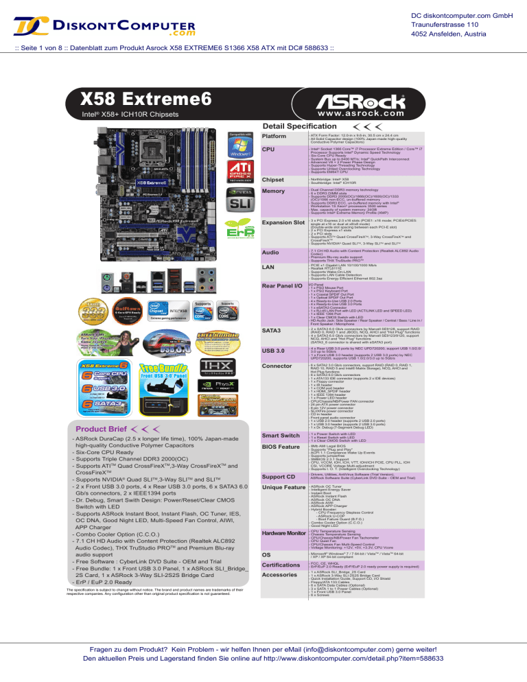 ASROCK X58 EXTREME6 - User manual ASROCK X58 EXTREME6 - User manual