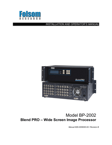 FOLSOM Blend PRO BP-2002 Installation And Operator's Manual | Manualzz FOLSOM Blend PRO BP-2002 Installation And Operator's Manual | Manualzz