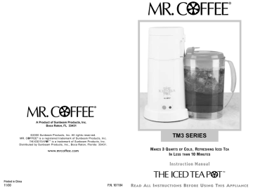 Mr. Coffee TM3 series Operating instructions Mr. Coffee TM3 series Operating instructions