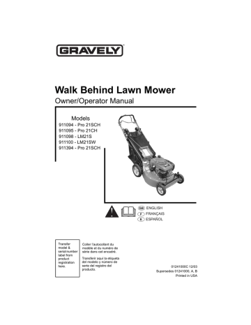 Gravely Pro 21 SCH Operator Manual | Manualzz