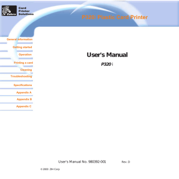 Zebra P320i User`s manual | Manualzz