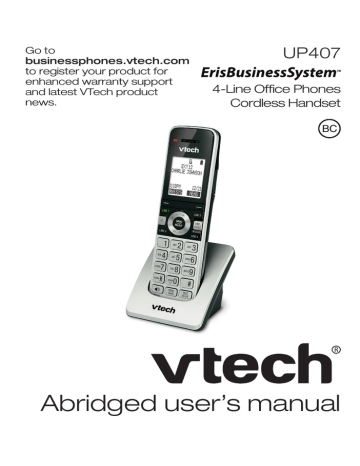 VTech UP407 ErisBusinessSystem® Accessory Cordless Handset User's manual | Manualzz