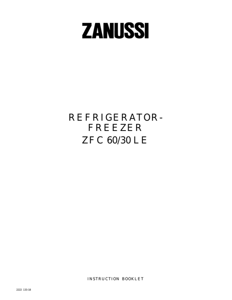 Zanussi ZFC 60/30 LE Specifications Zanussi ZFC 60/30 LE Specifications