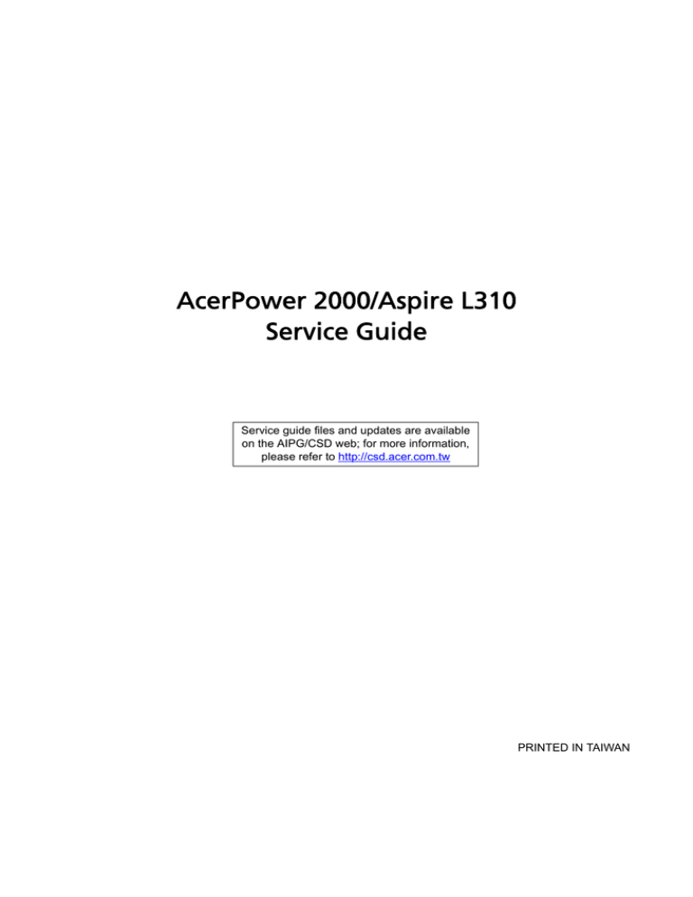 Acer AcerPower 2000 Technical information Acer AcerPower 2000 Technical information