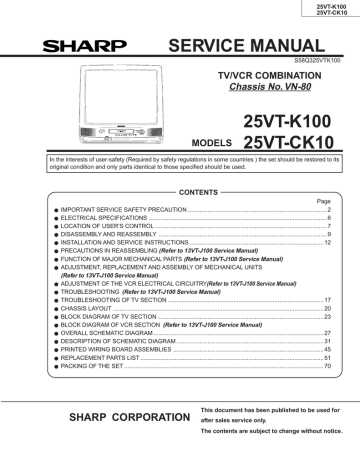 Sharp 13VT-K100 Service manual | Manualzz