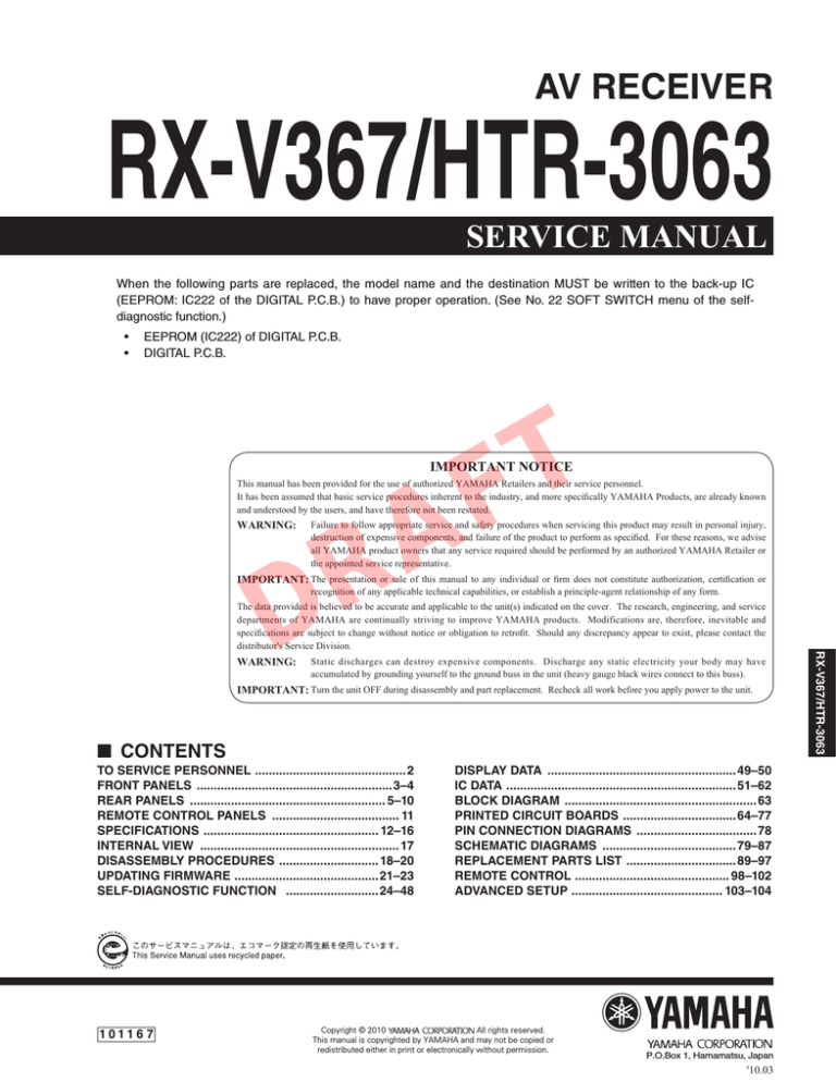 Yamaha HTR-3063 Service manual Yamaha HTR-3063 Service manual