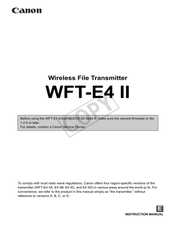 Canon Wireless File Transmitter WFT-E4 II A camera Instruction manual | Manualzz