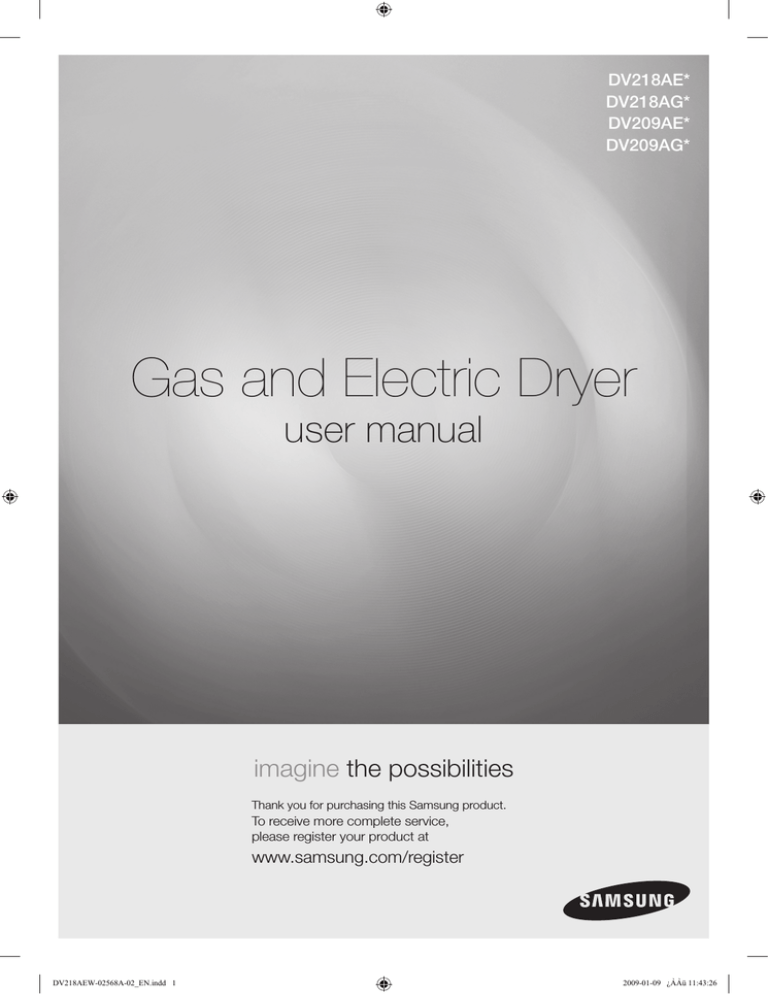 Samsung DV209AE User manual Samsung DV209AE User manual