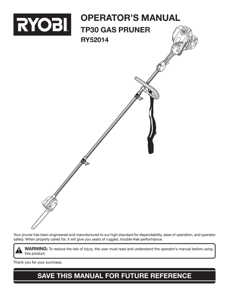 Ryobi RY52014 Operator`s manual Ryobi RY52014 Operator`s manual