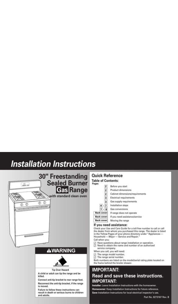 Whirlpool 8273167 Use & care guide Whirlpool 8273167 Use & care guide