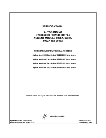 Agilent Technologies 6031A Service manual | Manualzz
