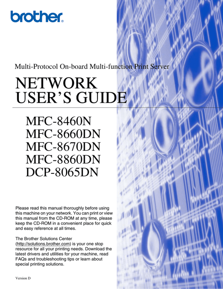 Brother MFC-8670DN User`s guide Brother MFC-8670DN User`s guide