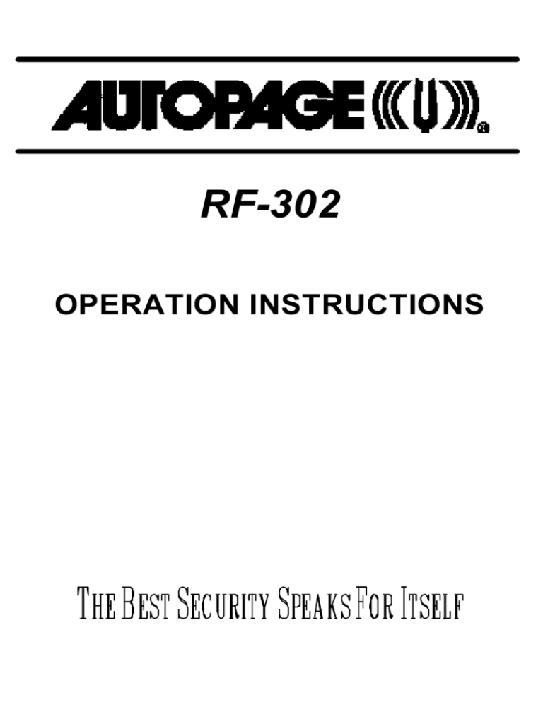 Auto Page RF-302 Instruction manual Auto Page RF-302 Instruction manual