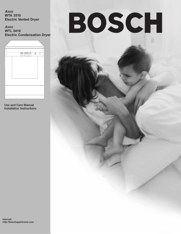 Bosch AXXIS WTL 5410 Technical data Bosch AXXIS WTL 5410 Technical data