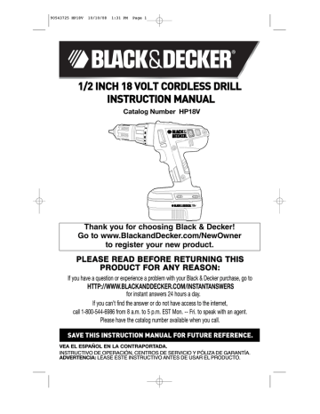 Black & Decker HP18V Instruction manual | Manualzz