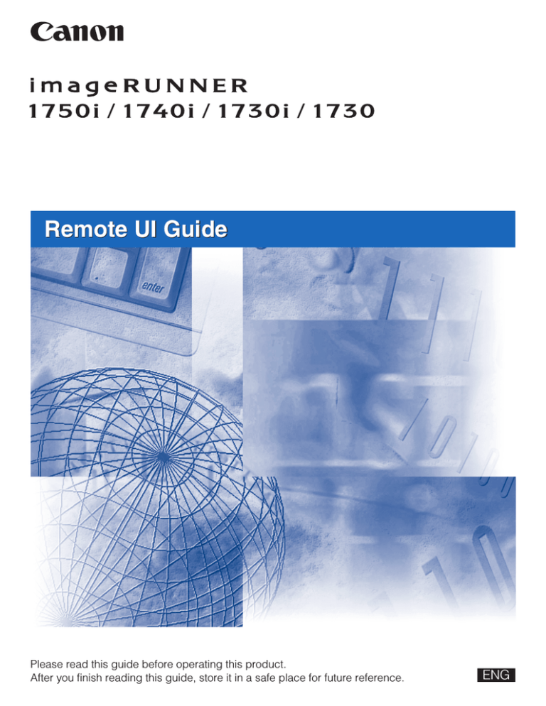 Canon 1730 User`s guide Canon 1730 User`s guide