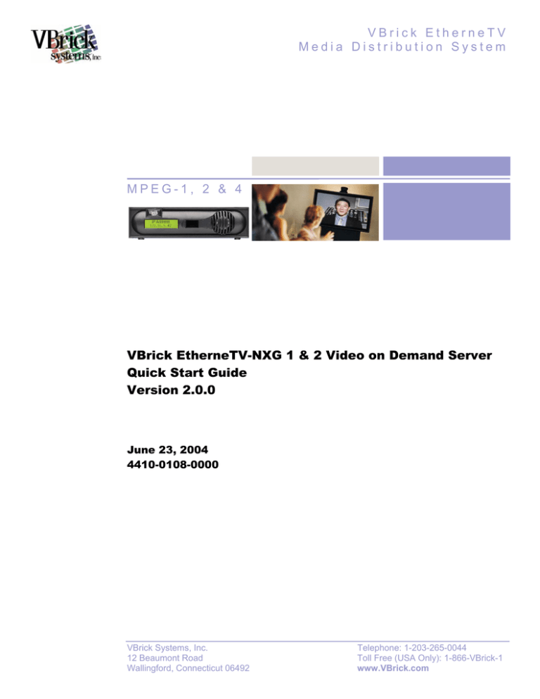 VBrick Systems MPEG-1 Technical information VBrick Systems MPEG-1 Technical information