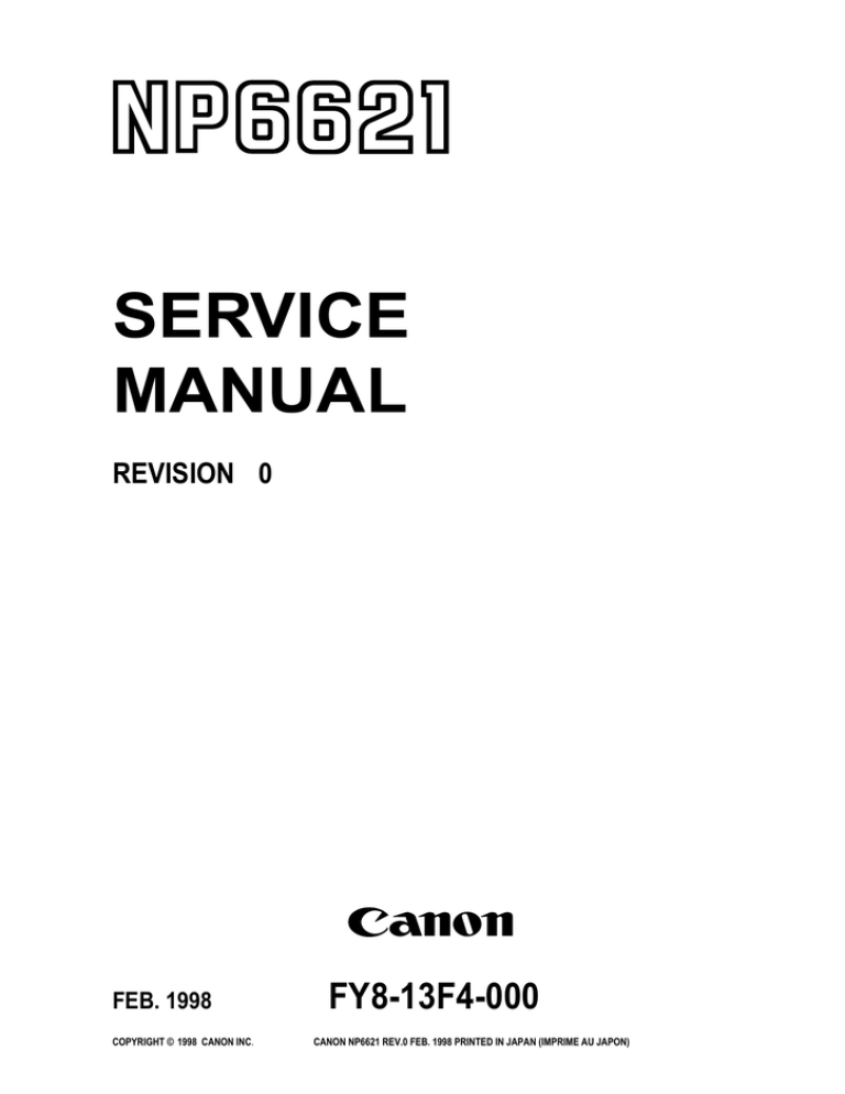 Canon NP6621 Service manual Canon NP6621 Service manual