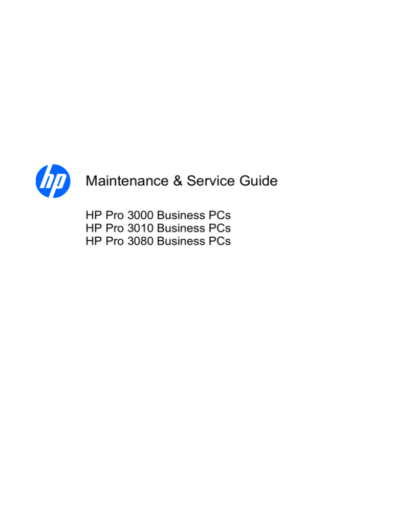 HP Pro 3000 MT Specifications HP Pro 3000 MT Specifications