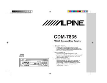 Owner's manual | Alpine CDM-7835 Owner`s manual | Manualzz