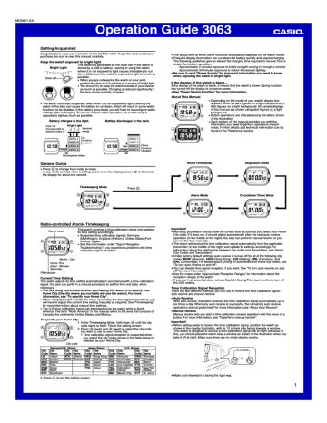 Casio 3063 Watch Operation Guide | Manualzz