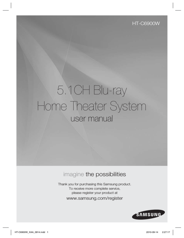Samsung 5.1CH BLU-RAY HT-C6900W User manual Samsung 5.1CH BLU-RAY HT-C6900W User manual
