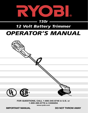 Ryobi 150r Operator`s manual | Manualzz