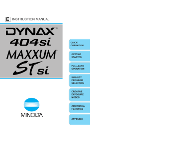 Rewinding the Film. KONICA Dynax 404Si, Maxxum ST Si | Manualzz