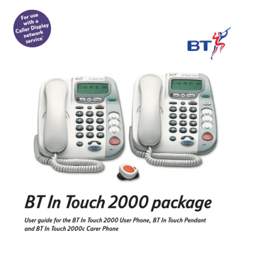 BT IN TOUCH PENDANT User guide | Manualzz