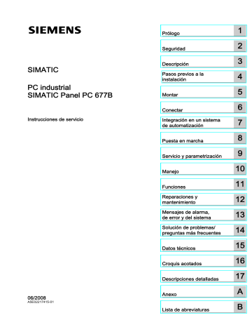 Siemens | Manual de usuario | SIMATIC PC industrial SIMATIC Panel PC 677B | Manualzz